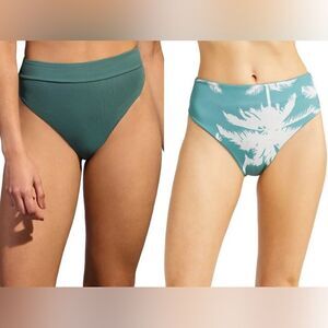 Maaji NWT Suzy Q Reversible Bikini Bottoms Eucalyptus Green Size Large